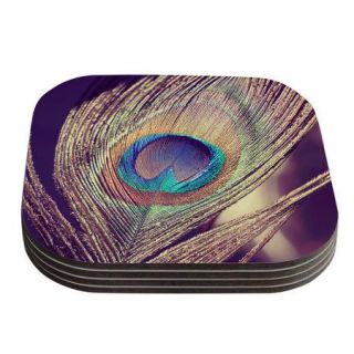 KESS InHouse Proud as a Peacock by Nastasia Cook Feather Coaster (Set of 4)