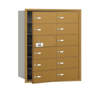 Salsbury Industries 3600 Series Gold Private Front Loading 4B Plus Horizontal Mailbox with 12B Doors (11 Usable) 3612GFP