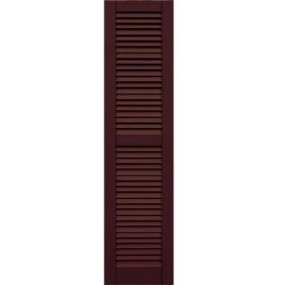 Winworks Wood Composite 15 in. x 62 in. Louvered Shutters Pair #657 Polished Mahogany 41562657