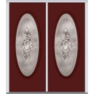 Milliken Millwork 64 in. x 80 in. Heirloom Master Decorative Glass Full Oval Lite Painted Fiberglass Smooth Double Prehung Front Door Z017575L