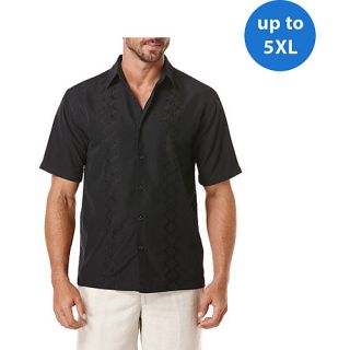 CafeLuna Big Men's Vertical Double Panel Embroidered Short Sleeve Shirt