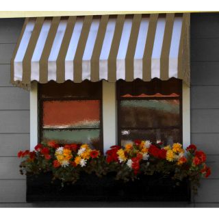 Awntech 76.5 in Wide x 24 in Projection Tan/White Stripe Slope Window/Door Awning