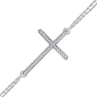 10 CT. T.W. Round Diamond Prong Set Cross Chain Bracelet in Sterling