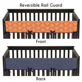 Sweet Jojo Designs Orange and Navy Arrow Collection Long Crib Rail