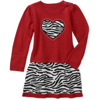 Healthtex Baby Girls' Zebra Heart Sweater Dress