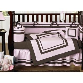 Sweet Jojo Designs  Hotel Pink and Brown Collection 9pc Crib Bedding