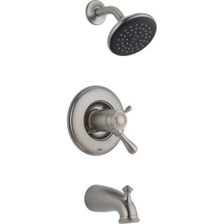 Delta Leland Thermostatic Stainless 1 Handle Tub and Shower with Rain Showerhead