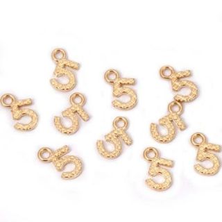 BMC Super Chic 10pc Gold Metal Alloy Number 5 Nail Art Fashion Accessory Stud