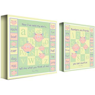 Trademark Art "ABCs and 123s" Canvas Art by Grace Riley, 2 Piece Panel Set, 14x14