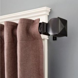 Kenney Sausalito 37 in.   72 in. Telescoping 1 1/4 in. Curtain Rod Kit in Matte Black with Finial 81416REM