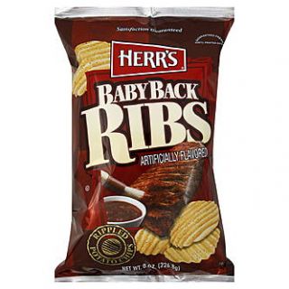 Herrs Potato Chips, Rippled, Baby Back Ribs, 8 oz (226.8 g)   Food