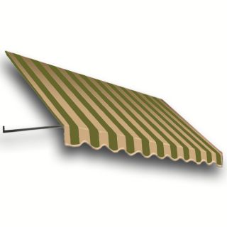 Awntech 124.5 in Wide x 48 in Projection Olive/Tan Stripe Open Slope Window/Door Awning
