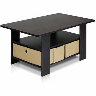 Petite Coffee Table with Foldable Bin Drawer, Multiple Colors