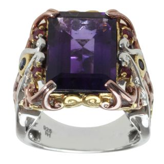 Michael Valitutti Two tone Amethyst, Ruy and Blue Sapphire Ring