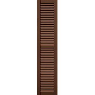 Winworks Wood Composite 15 in. x 70 in. Louvered Shutters Pair #635 Federal Brown 41570635