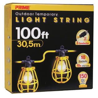 Prime Wire LSUG2835 100 Feet 10 Bulb 12/3 SJTW Outdoor Temporary Light