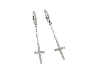 Sterling Silver .925 Cubic Zirconia CZ Cross Hoop Dangle Earrings Ladies Jewelry 567 bge00375 