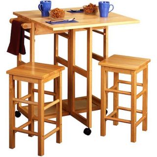 Spacesaver 3 Piece Square Breakfast Set, Natural