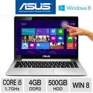ASUS Vivobook S400CA Ultrabook   3rd generation Intel Core i5 3317U 1.7GHz, 4GB DDR3, 500GB HDD + 24GB SSD Cache, 14.1 Touchscreen, Windows 8 64 bit    S400CA DH51T