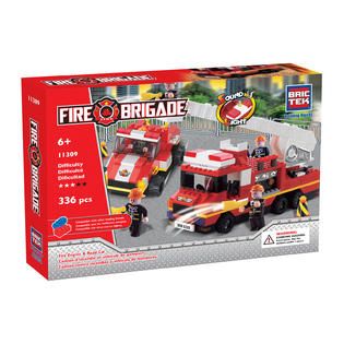 Brictek Fire Engine and with Road Car   Toys & Games   Blocks