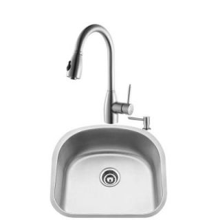 KRAUS All in One Undermount Stainless Steel 23 in. Single Bowl Kitchen Sink with Stainless Steel Kitchen Faucet KBU10 KPF2130 SD20