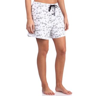 Leisureland Womens Music Notes Cotton Knit Pajama Boxer Shorts