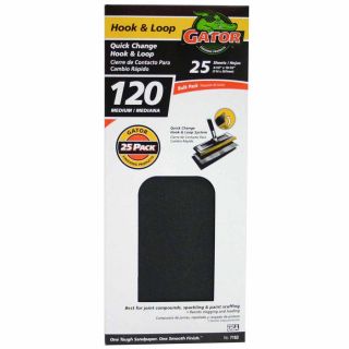 Gator 25 Pack 4.5 in W x 10.5 in L 120 Grit Commercial Drywall Hook and Loop Sanding Sheets