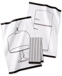Martha Stewart Collection Whim 3 Pc. Set Pencil Sketch Kitchen Towels