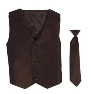 Little Boys Brown Poly Silk Vest Necktie Special Occasion Set 4/5