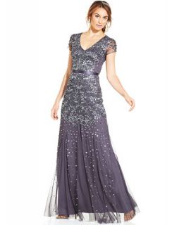 Adrianna Papell Cap Sleeve Embellished Gown   Dresses   Women