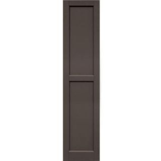 Winworks Wood Composite 15 in. x 66 in. Contemporary Flat Panel Shutters Pair #641 Walnut 61566641