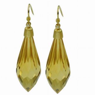De Buman 18k Yellow Gold Citrine and Diamond Accent Earrings