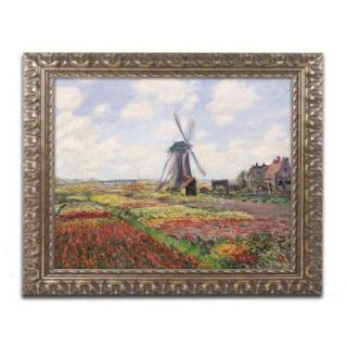 Trademark Fine Art 16 in. x 20 in. "Tulip Fields in Holland" by Claude Monet Framed Printed Canvas Wall Art BL0285 G1620F