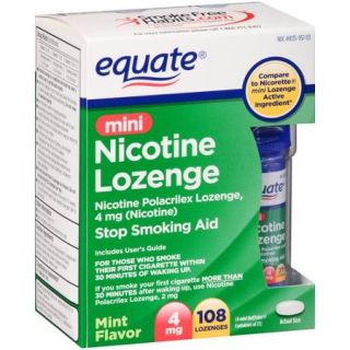 Equate Mini Nicotine Lozenge Stop Smoking Aid, 4mg, 108 count