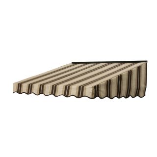 NuImage Awnings 84 in Wide x 47 in Projection Chocolate Chip Fancy Stripe Slope Door Awning