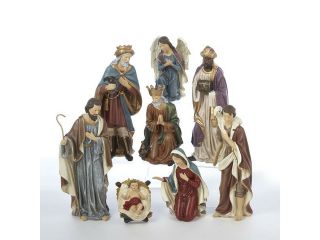Large Eight Piece Inspirational Religious Christmas Nativity Figurine Set 9"