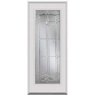 Milliken Millwork 32 in. x 80 in. Bristol Decorative Glass Full Lite Primed White Steel Replacement Prehung Front Door Z001485R