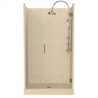 American Bath Factory Panel Medium Fiberglass and Plastic Composite Wall and Floor Alcove Shower Kit (Actual: 86 in x 32 in x 36 in)