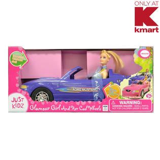 Just Kidz Glamour Girl and Her Cool Wheels   Blue Mustang Car   Toys