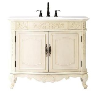 Home Decorators Collection Winslow 43 in. Vanity in Antique White with Marble Vanity Top in White 1591000410