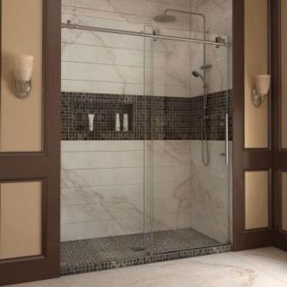 DreamLine Enigma X 56 in. to 60 in. x 76 in. Frameless Sliding Shower Door in Brushed Stainless Steel SHDR 61607610 07