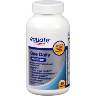 Equate One Daily Men's 50+ Multivitamin/Multimineral Supplement Tablets, 65 count