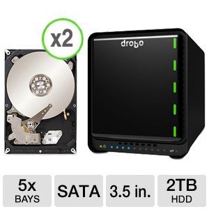 Drobo 5D 5 Bay Storage with Thunderbolt and 4TB Seagate NAS Drives Bundle (2x2TB)