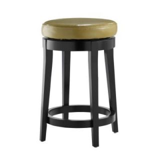 Home Decorators Collection Non Tufted Leather 24 in. H Green Backless Swivel Bar Stool 4472210610