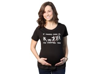 Maternity If Zombies Chase Us Im Tripping You Pregnancy T Shirt for Women  L