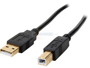 Coboc CL U2 ABMM 3 BK 3ft High Speed USB 2.0 A Male to B Male Cable,Gold Plated,Black