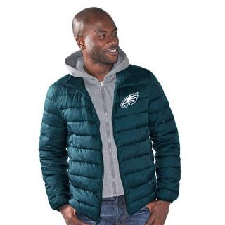 Officially Licensed NFL Three Point Quilted Jacket with Detachable Hood   Eagle   7758681