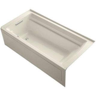 KOHLER Archer 6 ft. Acrylic Left Drain Rectangular Alcove Whirlpool Bathtub in Almond K 1124 GLA 47