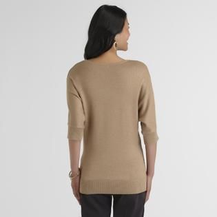 Jaclyn Smith   Womens V Neck Shimmer Sweater
