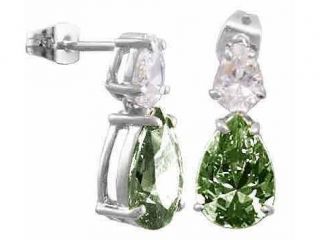 Olive Cubic Zirconia and Simulated Diamond CZ Post earrings